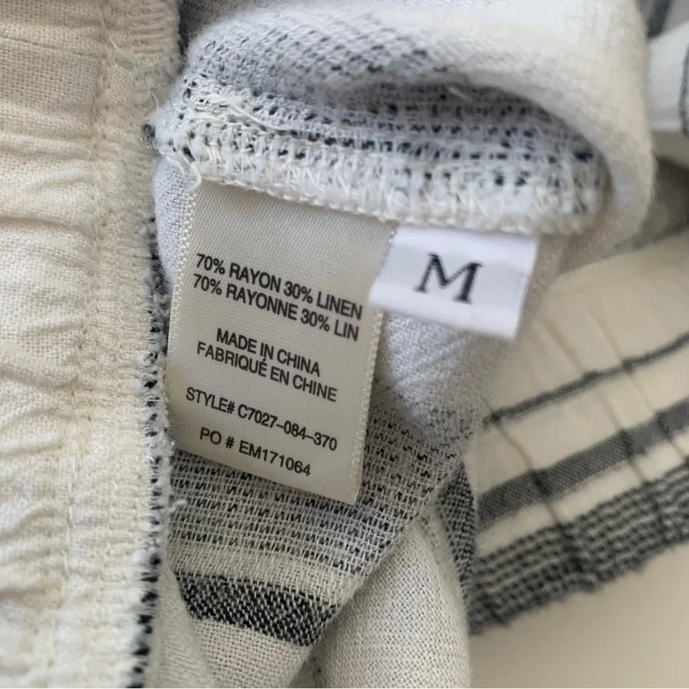 Cloth & Stone Striped Linen Blend Cropped Pants Medium Nautical Summer